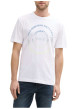 Thumbnail T-shirt en coton blanc à col rond avec un gros imprimé coloré rond à l'avant - Image 4