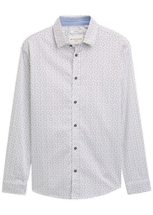 Chemise en coton blanche à petits imprimés avec une coupe ajustée
