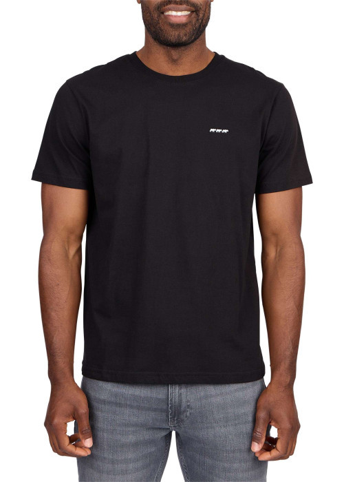 T-shirt en coton biologique noir uni avec une coupe droite et un col rond