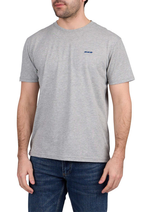 T-shirt en coton biologique gris uni avec un col rond et une coupe droite