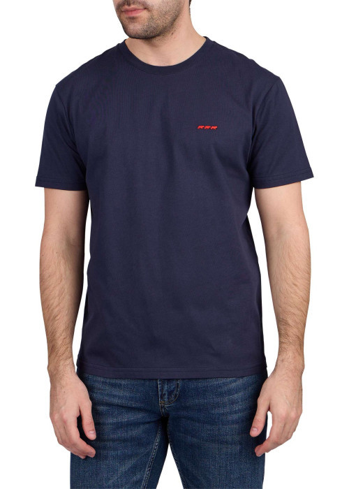 T-shirt en coton biologique marine uni avec logo iconique à l'avant