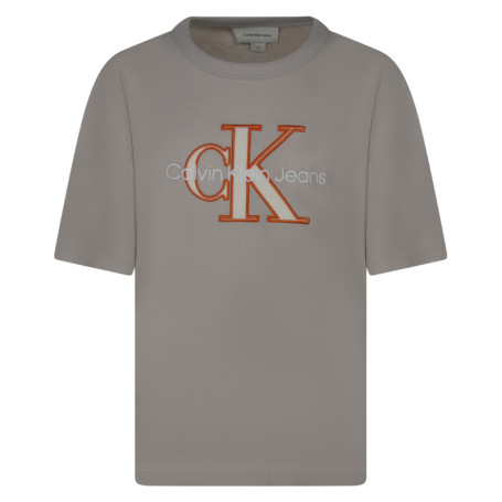 T-shirt en coton beige uni avec une coupe...