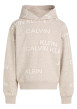 Thumbnail Sweat à capuche en coton beige avec un imprimé all-over et une coupe droite