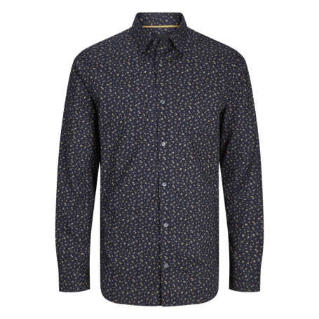 Chemise en coton marine liberty à coupe droite...