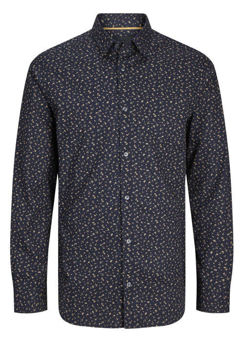 Chemise en coton marine liberty à coupe droite et col français