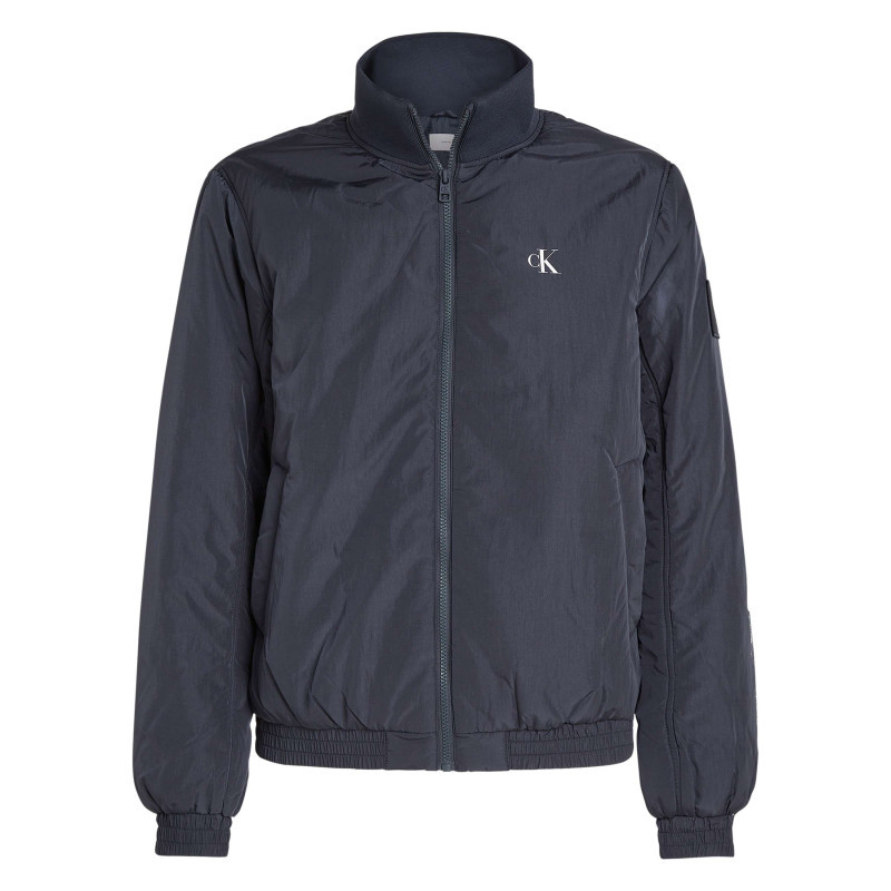 Calvin Klein Jeans - Blouson Bleu Marine Uni Avec Une Coupe Droite Et Un Col Montant - Marine