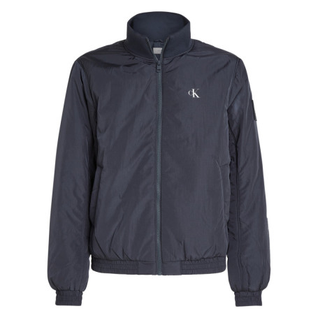 Blouson bleu marine uni avec une coupe droite...