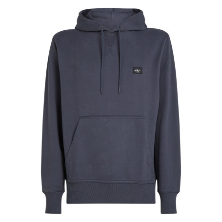 Sweat à capuche en coton bleu marine uni à...
