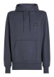 Thumbnail Sweat à capuche en coton bleu marine uni à coupe droite avec un petit patch
