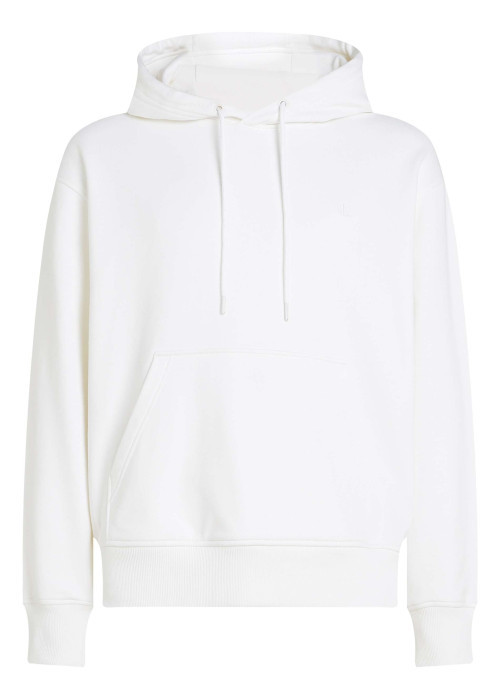 Sweat à capuche en coton blanc avec une coupe droite et un imprimé au dos