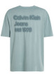 Thumbnail T-shirt en coton bleu uni à coupe oversize avec une écriture gaufrée à l'arrière - Image 2