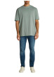 Thumbnail T-shirt en coton bleu uni à coupe oversize avec une écriture gaufrée à l'arrière - Image 6