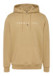 Thumbnail Sweat à capuche sable uni en coton avec une poche kangourou et nom de la marque