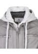 Thumbnail Veste perfecto à capuche en cuir grise unie avec une coupe droite - Image 3
