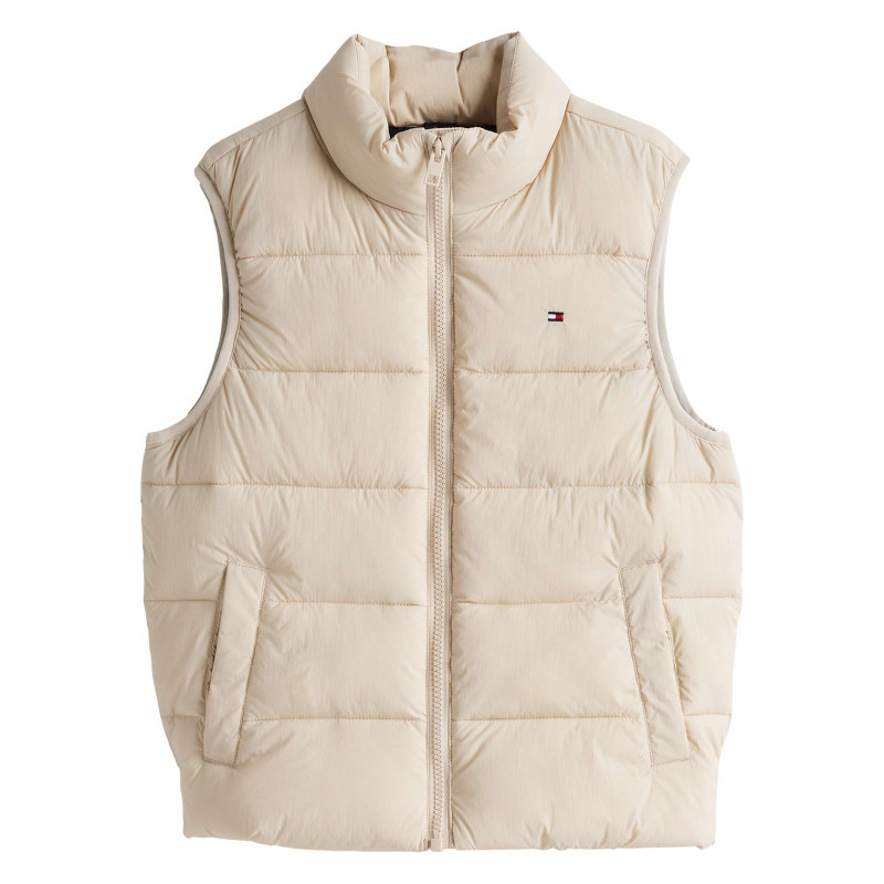 Tommy Hilfiger - Doudoune Beige Unie Coupe Avec Une Coupe Droite Et Un Col Montant - Beige