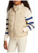 Thumbnail Doudoune beige unie coupe avec une coupe droite et un col montant - Image 2