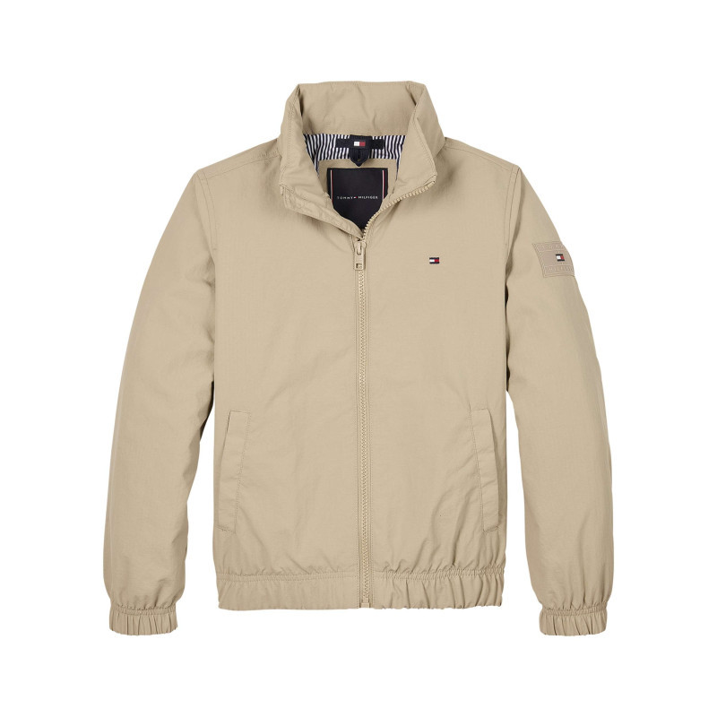 Tommy Hilfiger - Veste Beige Uni Avec Une Coupe Droite à Col Montant Et Fermeture Zippée - Beige