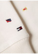 Thumbnail Sweat à capuche écru uni en coton avec des drapeaux et une poche kangourou - Image 3
