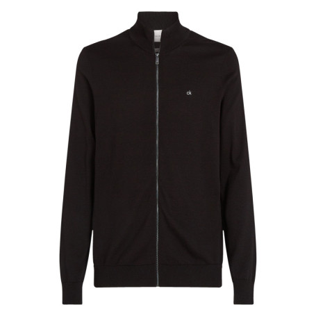 Sweat zippé en coton noir uni avec une coupe...