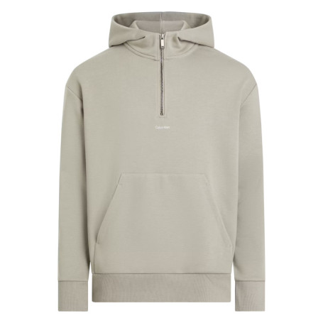Sweat à capuche zippé en coton mélangé beige...
