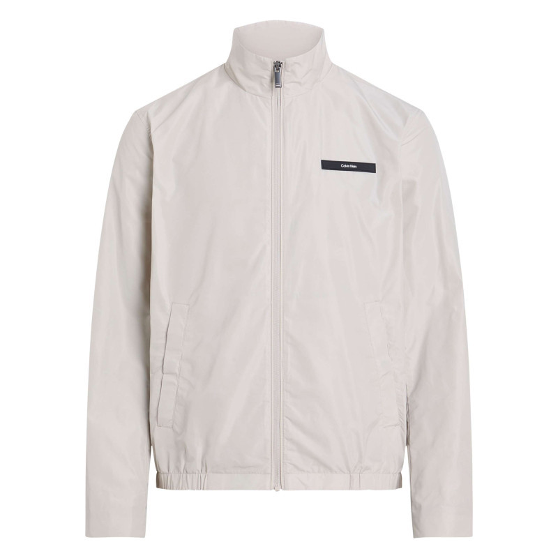 Calvin Klein - Veste Blanche Légère Avec Un Aspect Satiné Un Col Montant Et Des Poches - Blanche