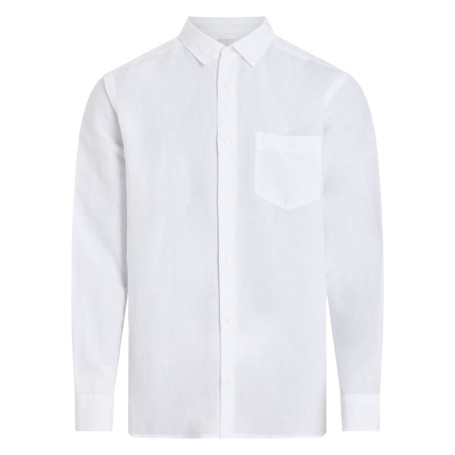 Chemise à manches longues en lin blanche unie à...