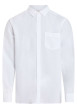 Thumbnail Chemise à manches longues en lin blanche unie à coupe droite avec une poche