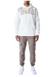 Thumbnail Sweat blanc imprimé à coupe ample avec nom de la marque taupe et col à capuche