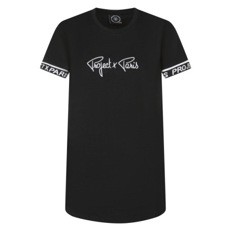 T-shirt noir uni col rond, à manches courtes...