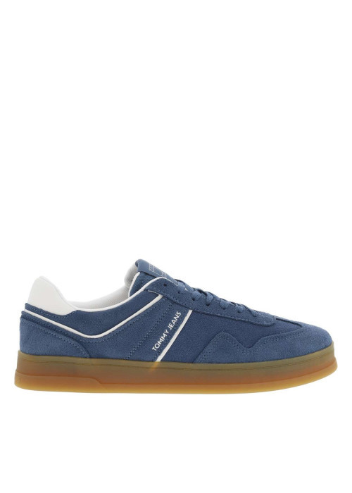 Tennis bleu ciel plate, à lacets plat avec surpiqûres ton sur ton