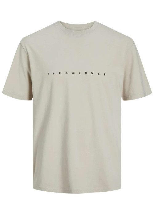 T-shirt en coton beige uni avec une coupe droite et un col rond