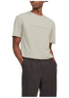 Thumbnail T-shirt en coton beige uni avec une coupe droite et un col rond - Image 2