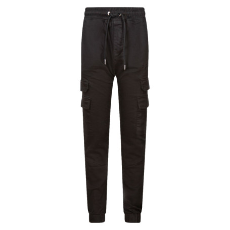 Cargo noir uni à coupe slim avec taille...