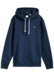 Thumbnail Sweat en coton marine uni à coupe droite avec col à capuche et logo rouge