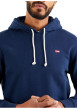 Thumbnail Sweat en coton marine uni à coupe droite avec col à capuche et logo rouge - Image 6