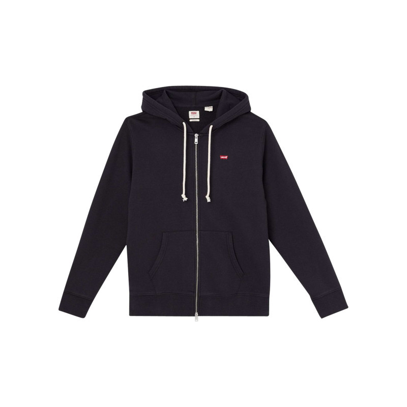 Levi's® - Sweat Zippé En Coton Noir Uni à Coupe Droite Avec Logo Rouge Et Col à Capuche - Noir