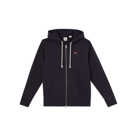 Sweat zippé en coton noir uni à coupe droite...