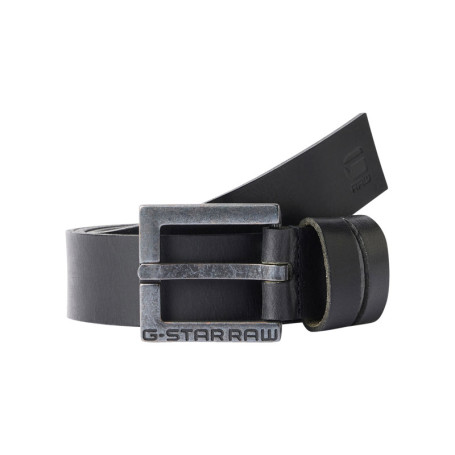 Ceinture en cuir lisse noire unie avec une...