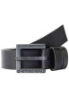 Thumbnail Ceinture en cuir lisse noire unie avec une boucle carrée métallique