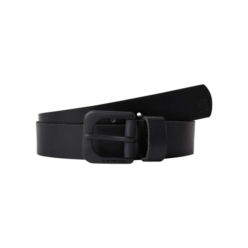 G-star Raw - Ceinture En Cuir Lisse Noire Unie Avec Une Boucle Métallique Mat - Noire