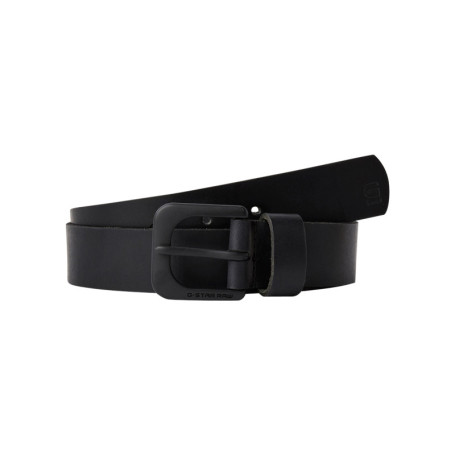 Ceinture en cuir lisse noire unie avec une...