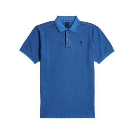 Polo en coton bleu délavé avec une coupe slim...
