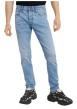 Thumbnail Jean en coton bleu stone légèrement délavé avec une coupe slim - Image 4