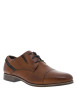 Thumbnail Derbies en cuir cognac à talon plat et à lacets ronds avec soufflets élastiqués - Image 3