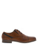 Thumbnail Derbies en cuir cognac à talon plat et à lacets ronds avec soufflets élastiqués