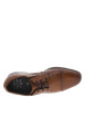 Thumbnail Derbies en cuir cognac à talon plat et à lacets ronds avec soufflets élastiqués - Image 4