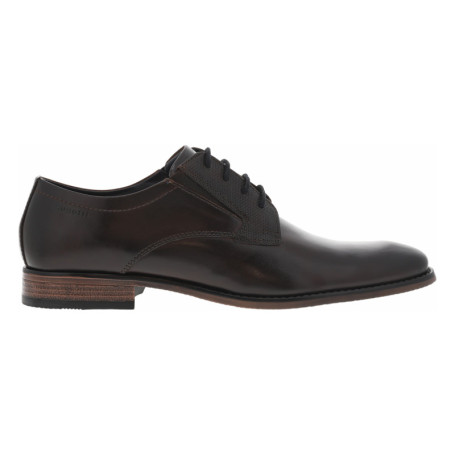 Derbies en cuir café à talon plat et à lacets...