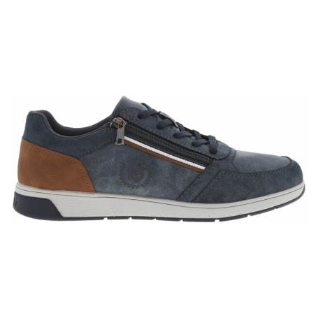 Sneakers en croûte de cuir bleues à talon plat...