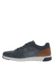 Thumbnail Sneakers en croûte de cuir bleues à talon plat et à lacets plats et zip latéral - Image 2