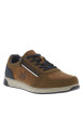Thumbnail Sneakers en croûte de cuir cognac plates à lacets plats avec contrefort marine - Image 3